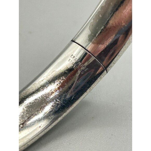 Vintage Crafmere Bracelet Sterling Silver Etched Hinged Bangle Minimalist Design - Picture 8 of 10